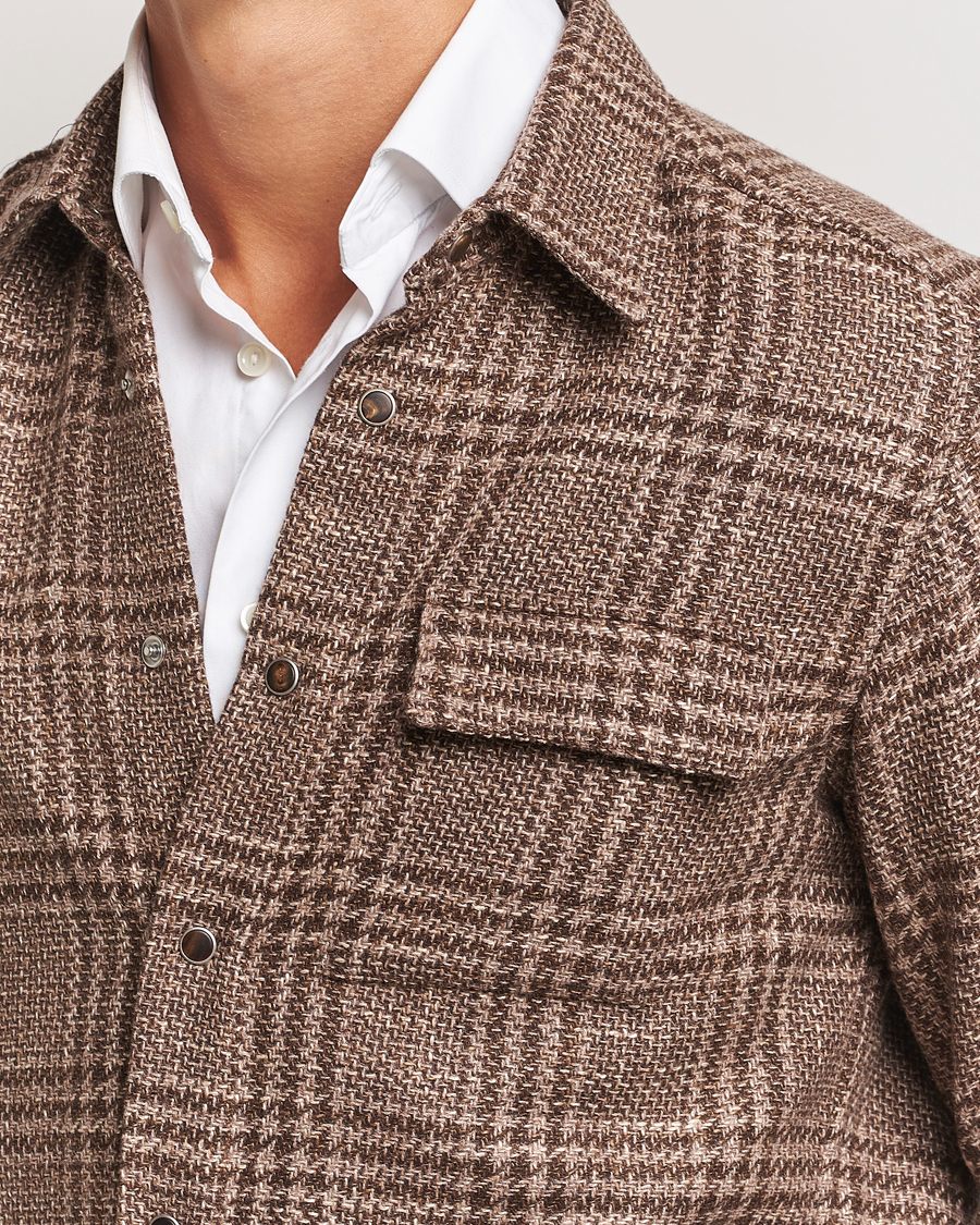 Herr | Skjortor | Kiton | Wool Check Overshirt Brown Check