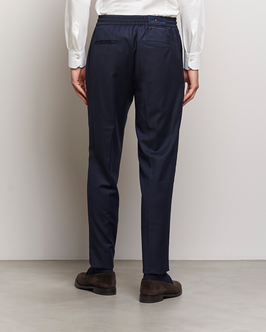 Herr | Byxor | Kiton | Wool Stretch Drawstring Trousers Navy