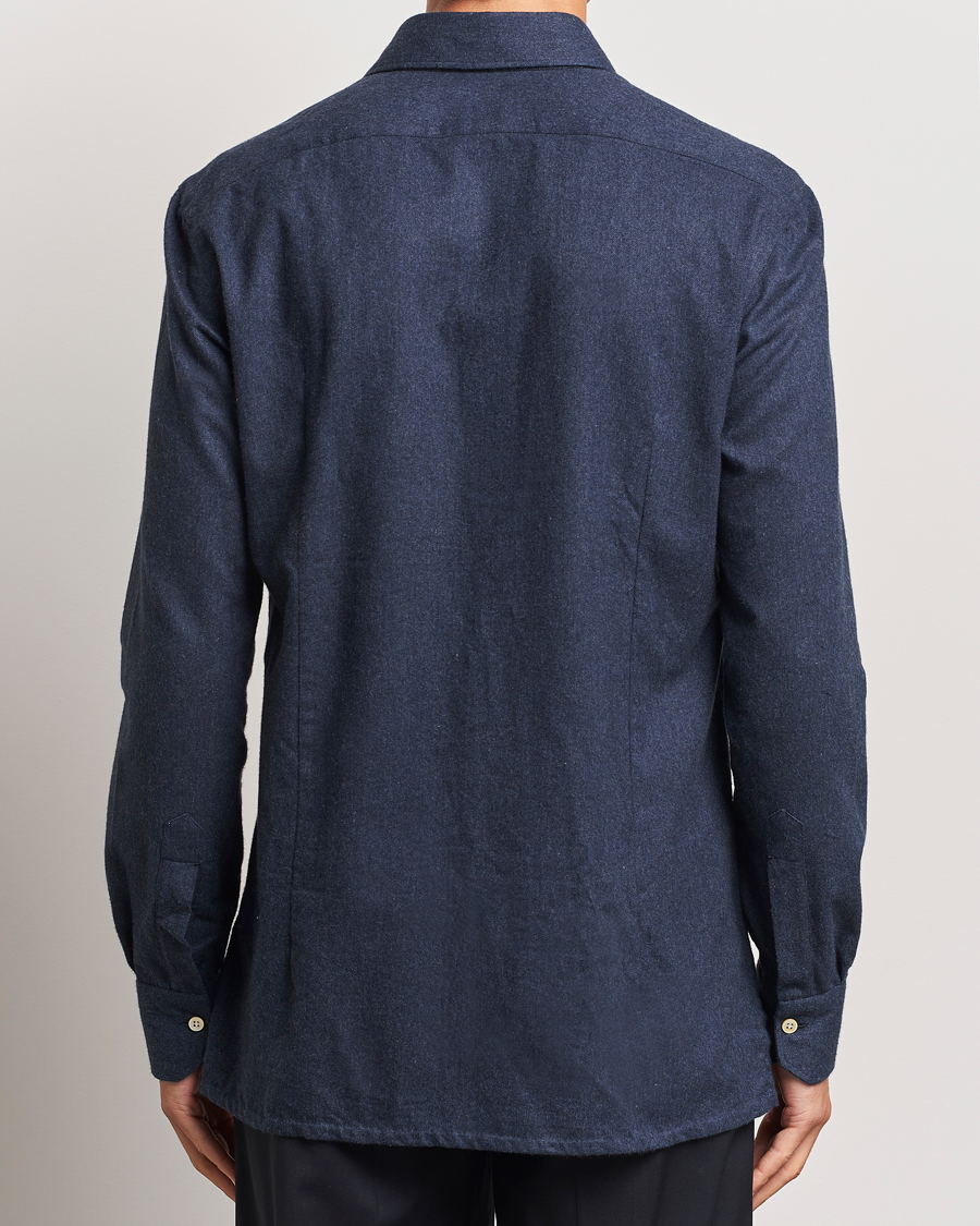 Herr | Skjortor | Kiton | Soft Flannel Sport Shirt Navy