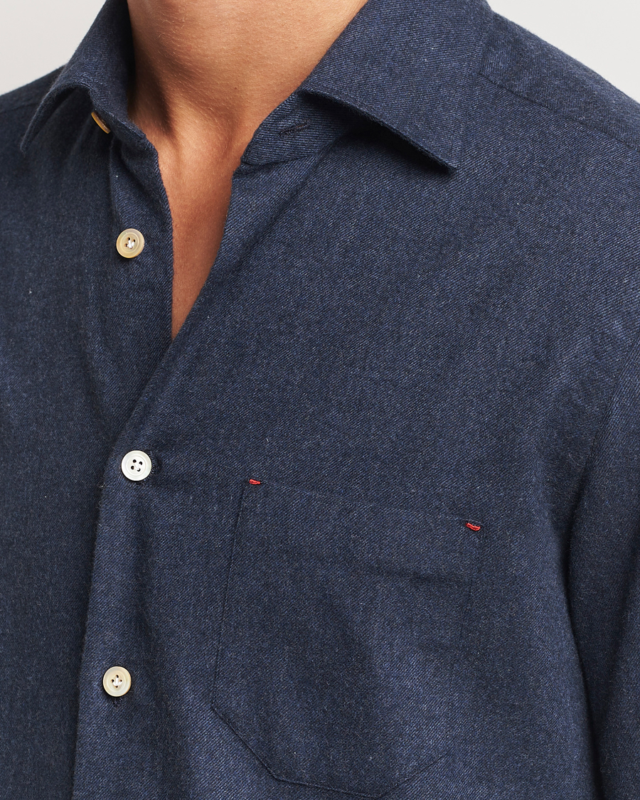 Herr | Skjortor | Kiton | Soft Flannel Sport Shirt Navy
