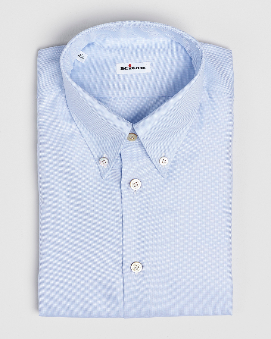 Herr | Skjortor | Kiton | Slim Fit Button Down Oxford Shirt Light Blue