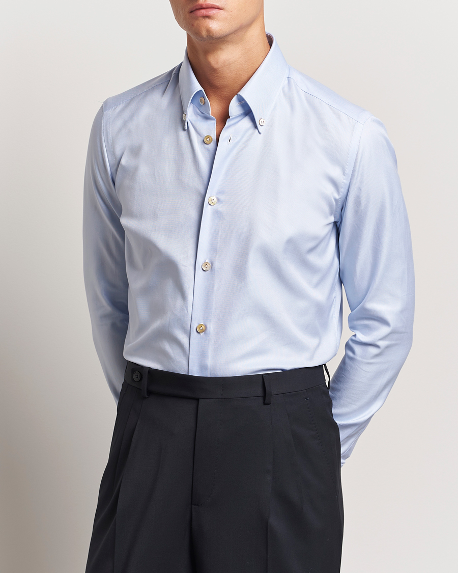 Herr | Skjortor | Kiton | Slim Fit Button Down Oxford Shirt Light Blue