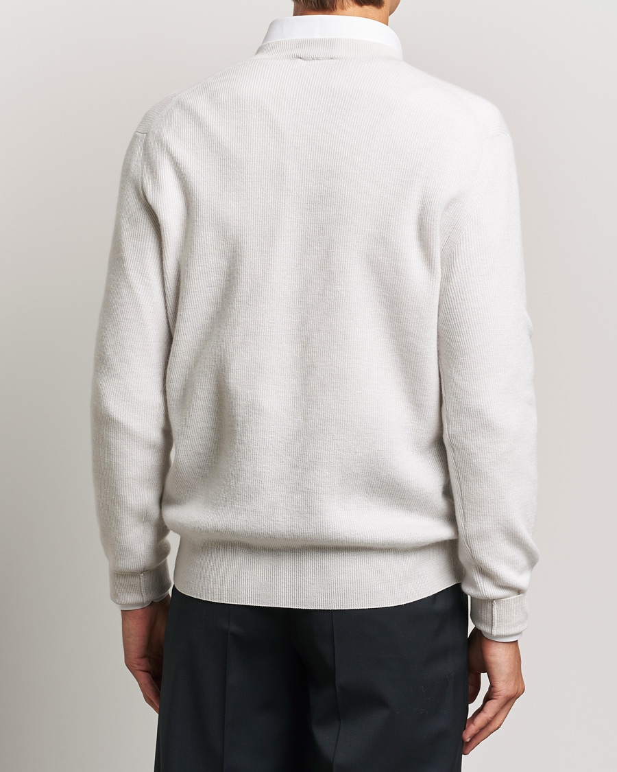 Herr | Tröjor | Brioni | Rib Cashmere V-Neck Sweater Light Grey