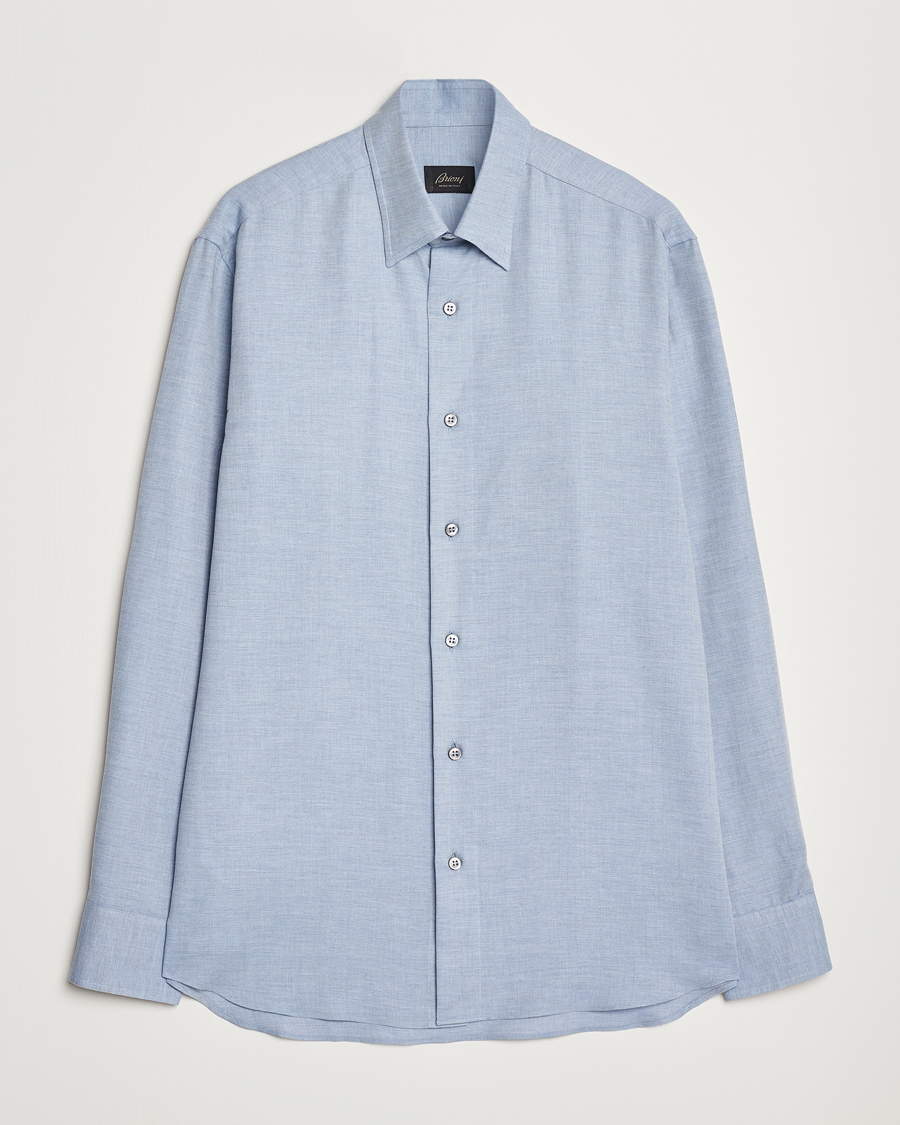 Herr | Skjortor | Brioni | Cotton/Cashmere Flannel Shirt Light Blue