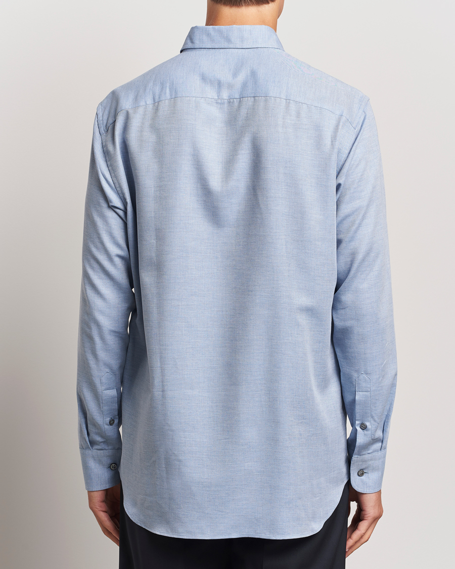 Herr | Skjortor | Brioni | Cotton/Cashmere Flannel Shirt Light Blue