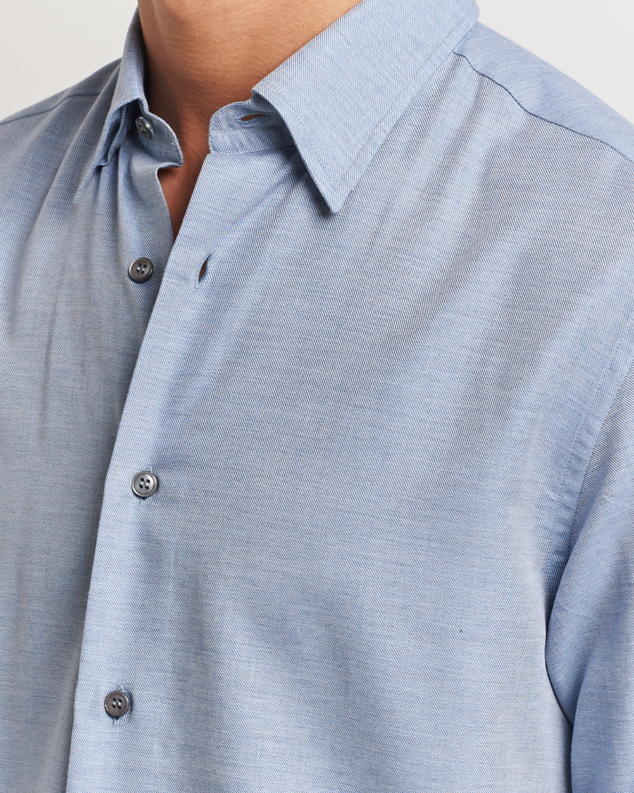 Herr | Skjortor | Brioni | Cotton/Cashmere Flannel Shirt Light Blue
