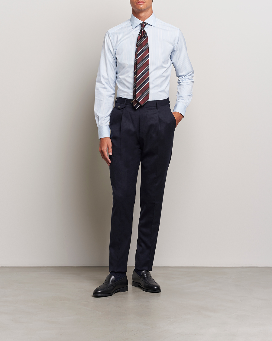 Herr | Skjortor | Brioni | Slim Fit Striped Dress Shirt Light Blue