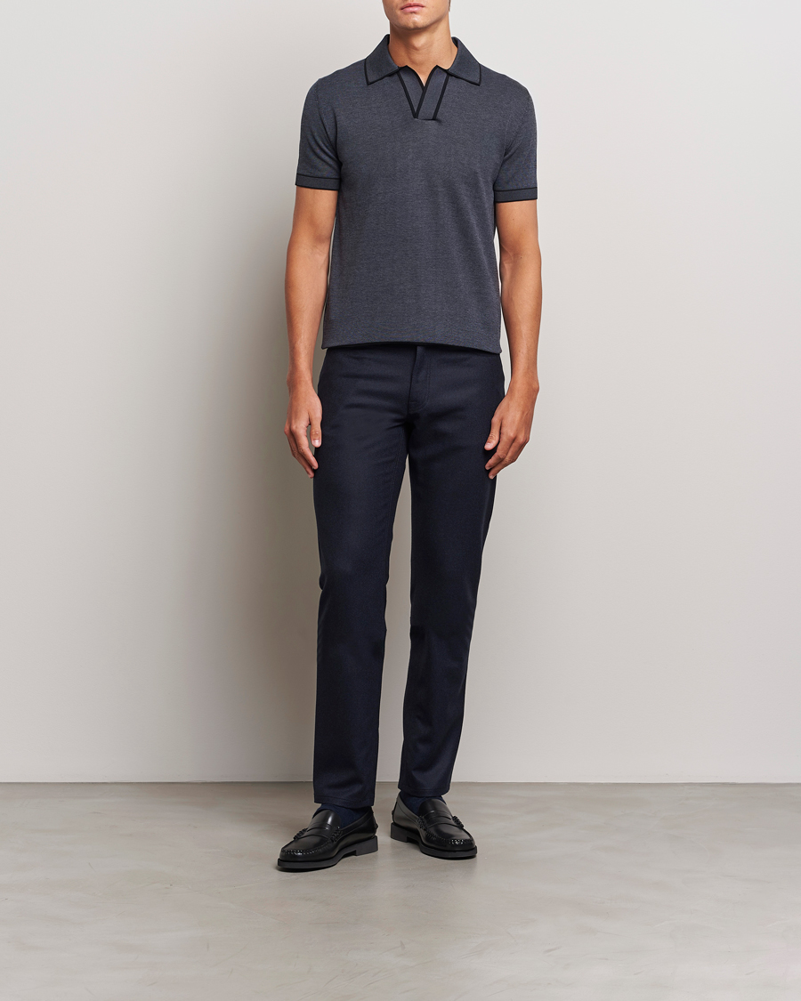 Herr | Byxor | Brioni | Slim Fit 5-Pocket Flannel Pants Navy