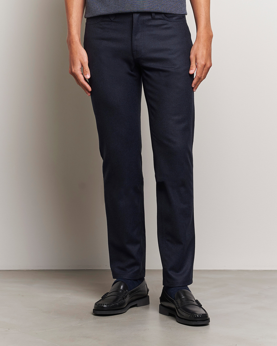Herr | Byxor | Brioni | Slim Fit 5-Pocket Flannel Pants Navy