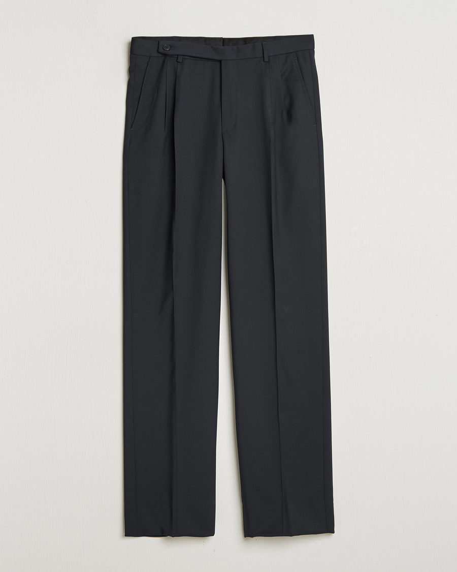 Herr | Byxor | Brioni | Pleated Wool Trousers Navy