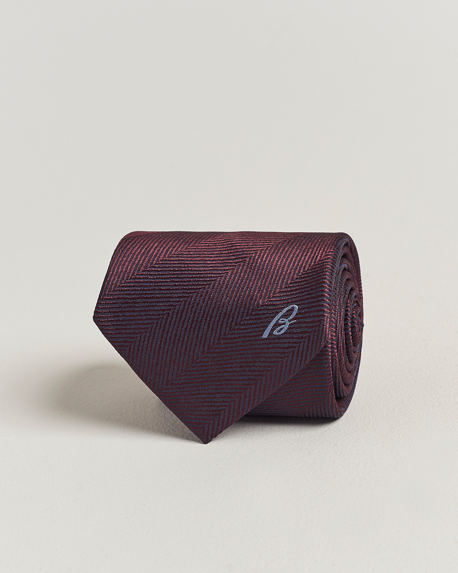 Herr | Brioni Herringbone Silk Tie Burgundy | Brioni | Herringbone Silk Tie Burgundy