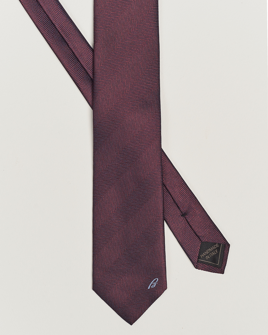 Herr | Brioni Herringbone Silk Tie Burgundy | Brioni | Herringbone Silk Tie Burgundy