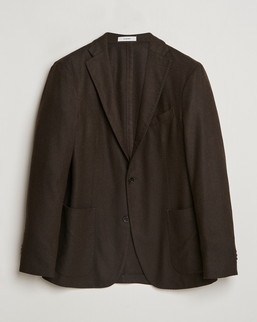 Herr | Kavajer | Boglioli | K Jacket Wool Herringbone Blazer Dark Brown