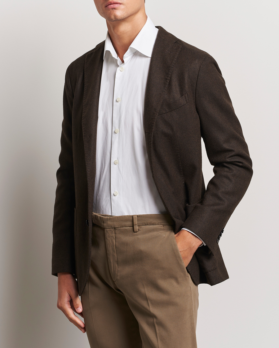 Herr | Kavajer | Boglioli | K Jacket Wool Herringbone Blazer Dark Brown