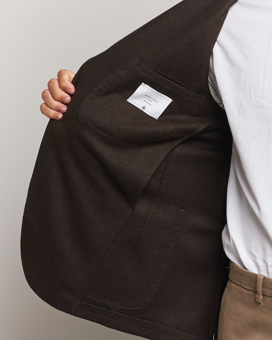 Herr | Kavajer | Boglioli | K Jacket Wool Herringbone Blazer Dark Brown