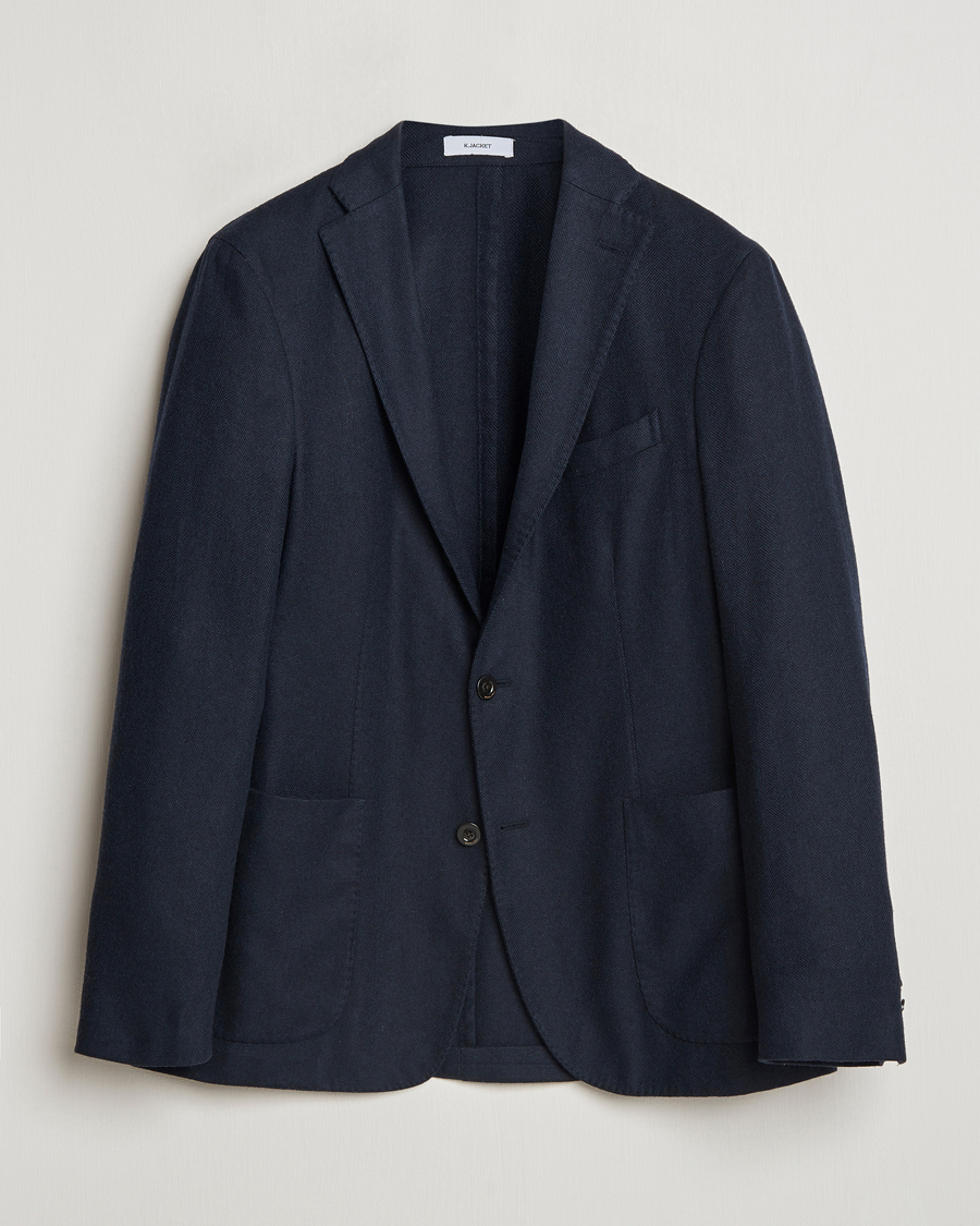 Herr | Kavajer | Boglioli | K Jacket Wool Herringbone Blazer Navy