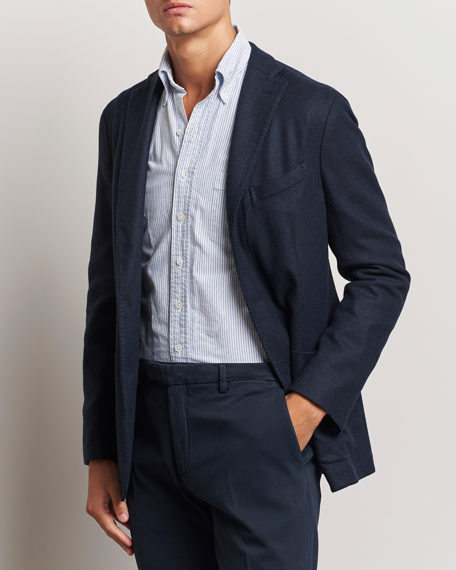 Herr | Kavajer | Boglioli | K Jacket Wool Herringbone Blazer Navy