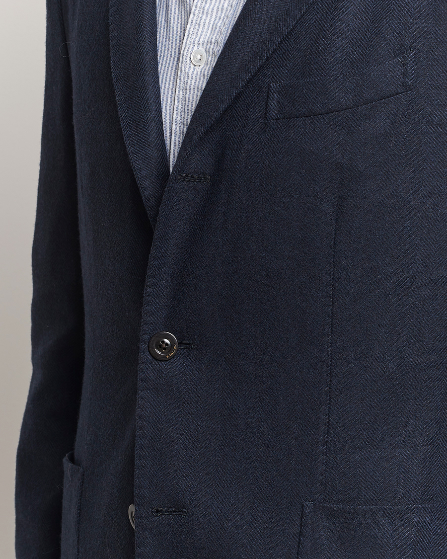 Herr | Kavajer | Boglioli | K Jacket Wool Herringbone Blazer Navy