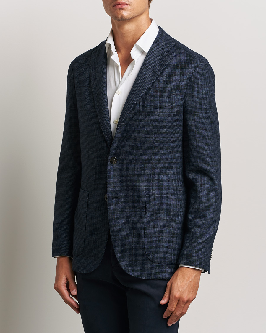 Herr | Kavajer | Boglioli | K Jacket Overcheck Wool Blazer Navy