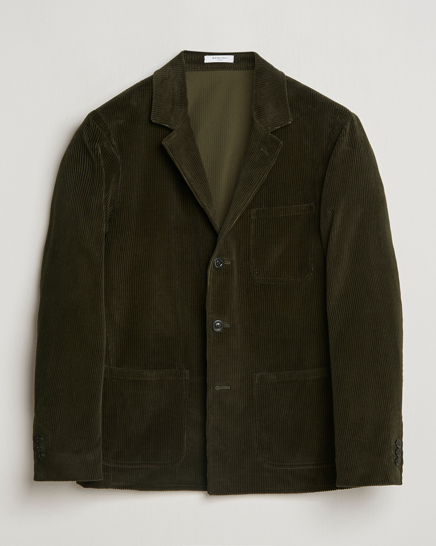 Herr | Kavajer | Boglioli | Wale Corduroy Painter Jacket Dark Green