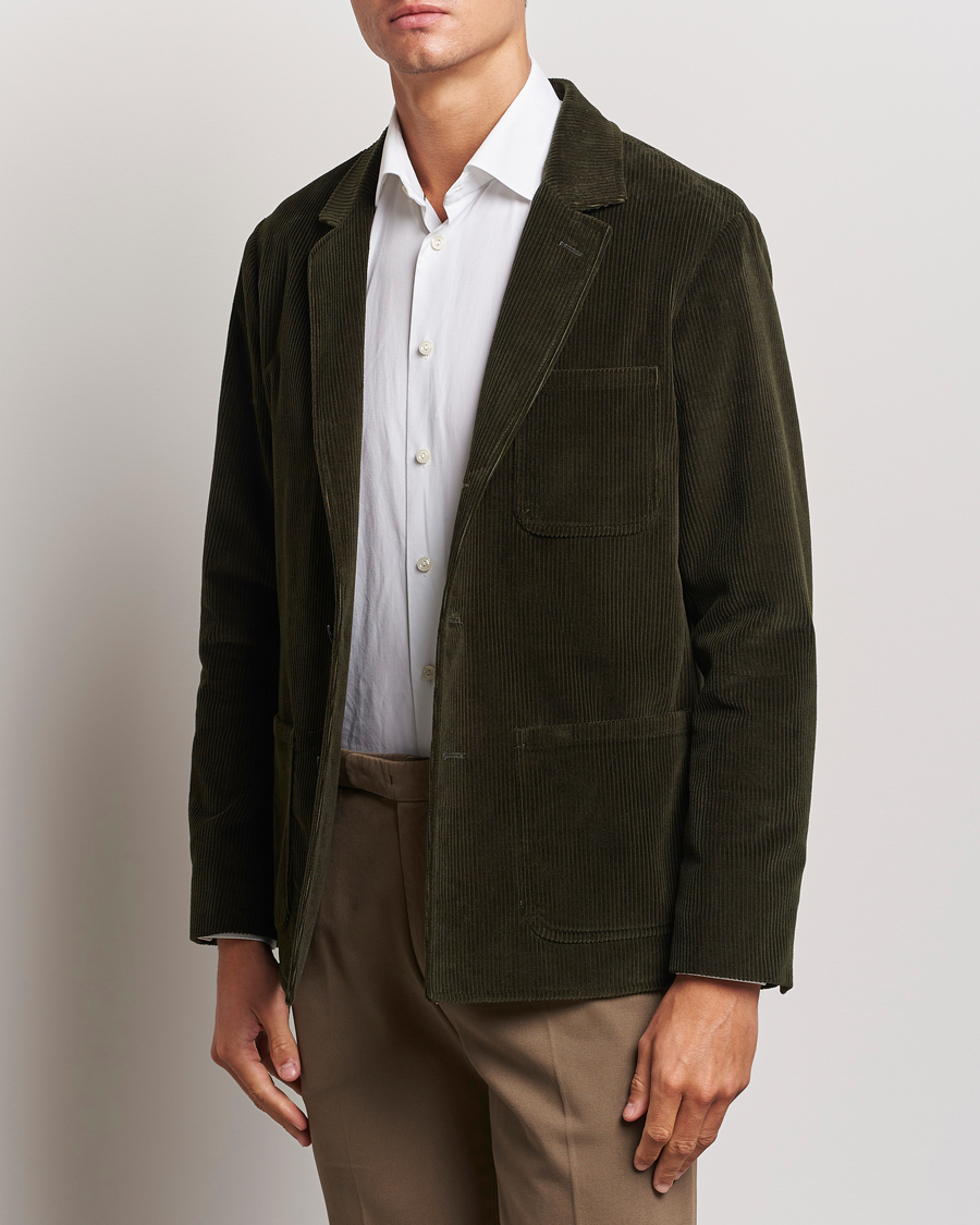 Herr | Kavajer | Boglioli | Wale Corduroy Painter Jacket Dark Green