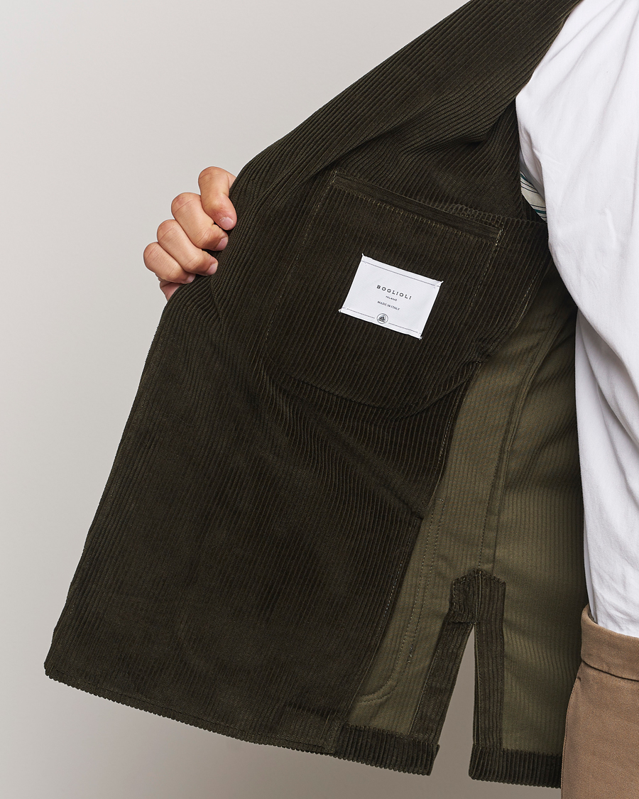 Herr | Kavajer | Boglioli | Wale Corduroy Painter Jacket Dark Green