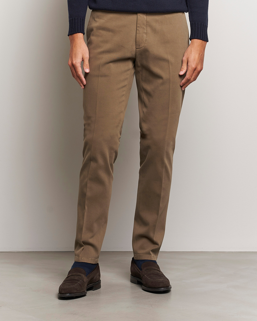 Herr | Byxor | Boglioli | Cotton Twill Trousers Brown