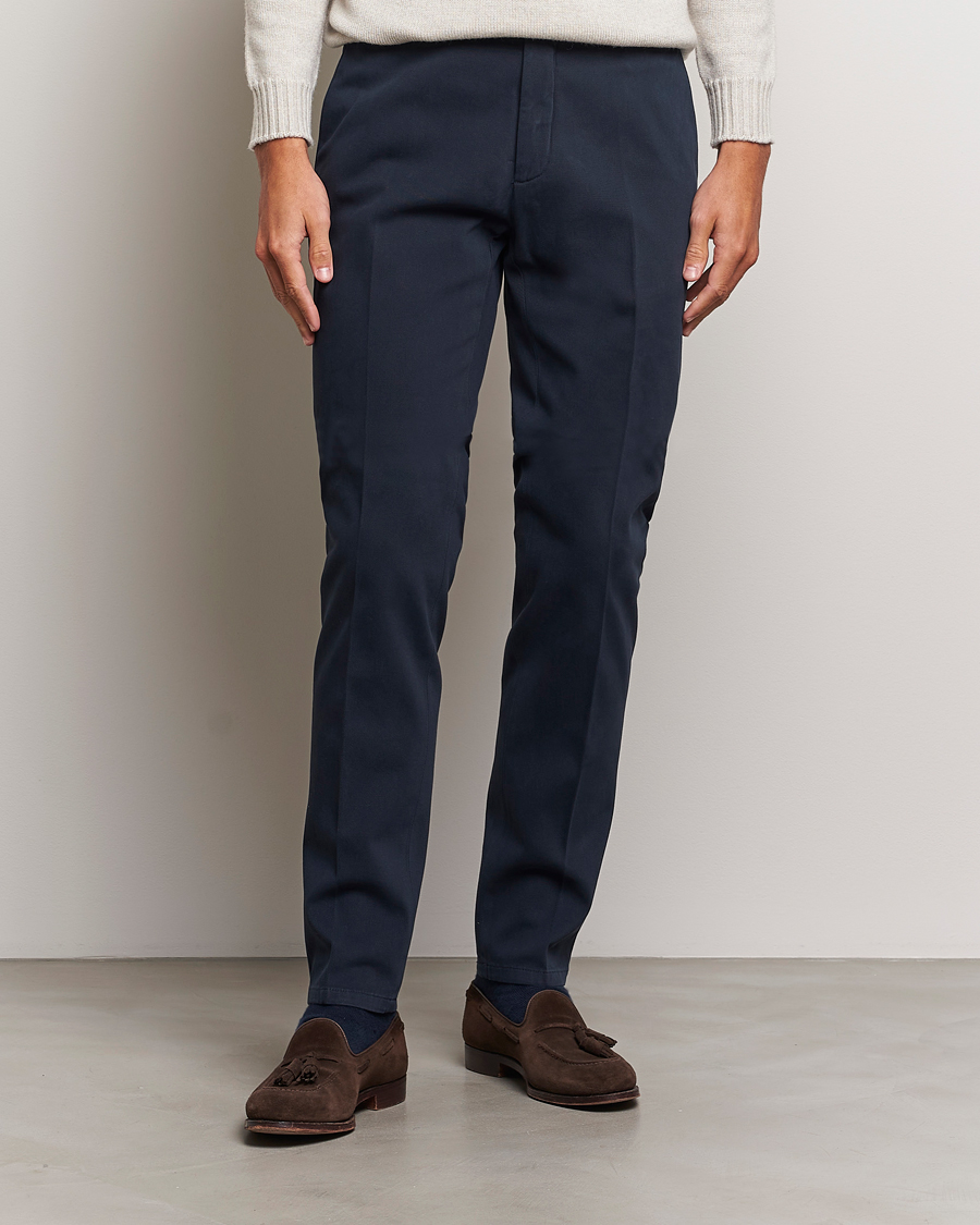 Herr | Byxor | Boglioli | Cotton Twill Trousers Navy