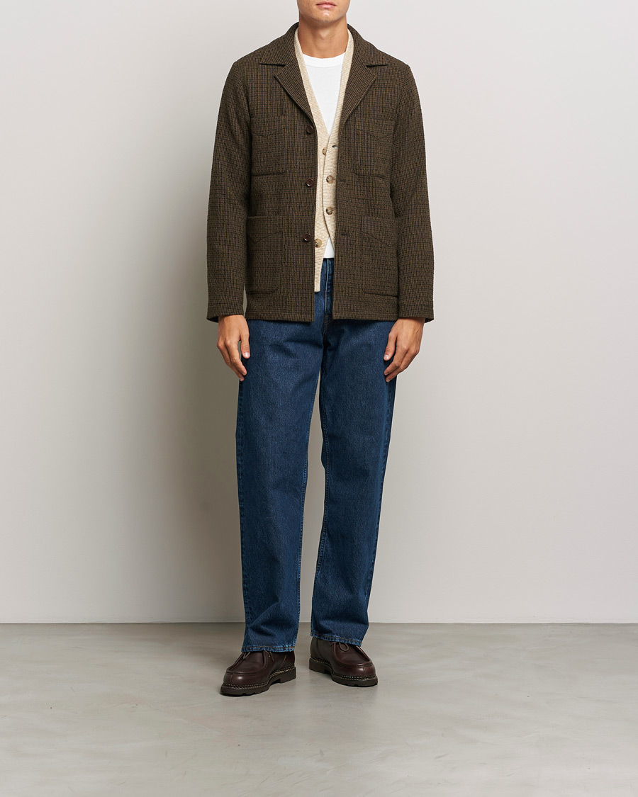 Herr | Jackor | Aspesi | Wool Houndstooth Jacket Dark Brown