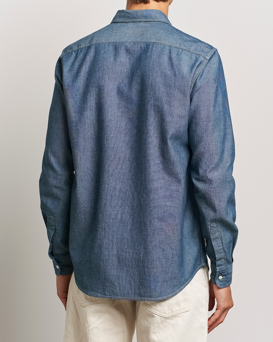 Herr | Skjortor | Aspesi | Double Pocket Chambray Shirt Dark Wash