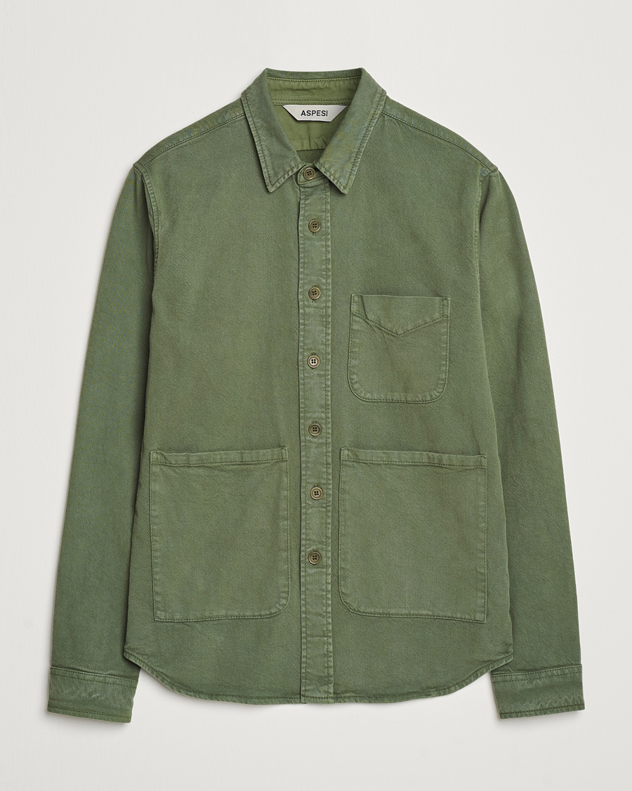 Herr | Skjortor | Aspesi | Cotton Utility Shirt Green