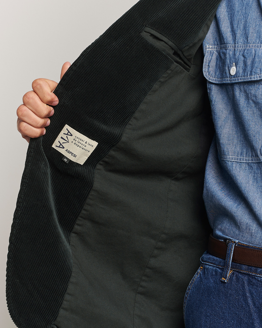 Herr | Kavajer | Aspesi | Corduroy Blazer Dark Green