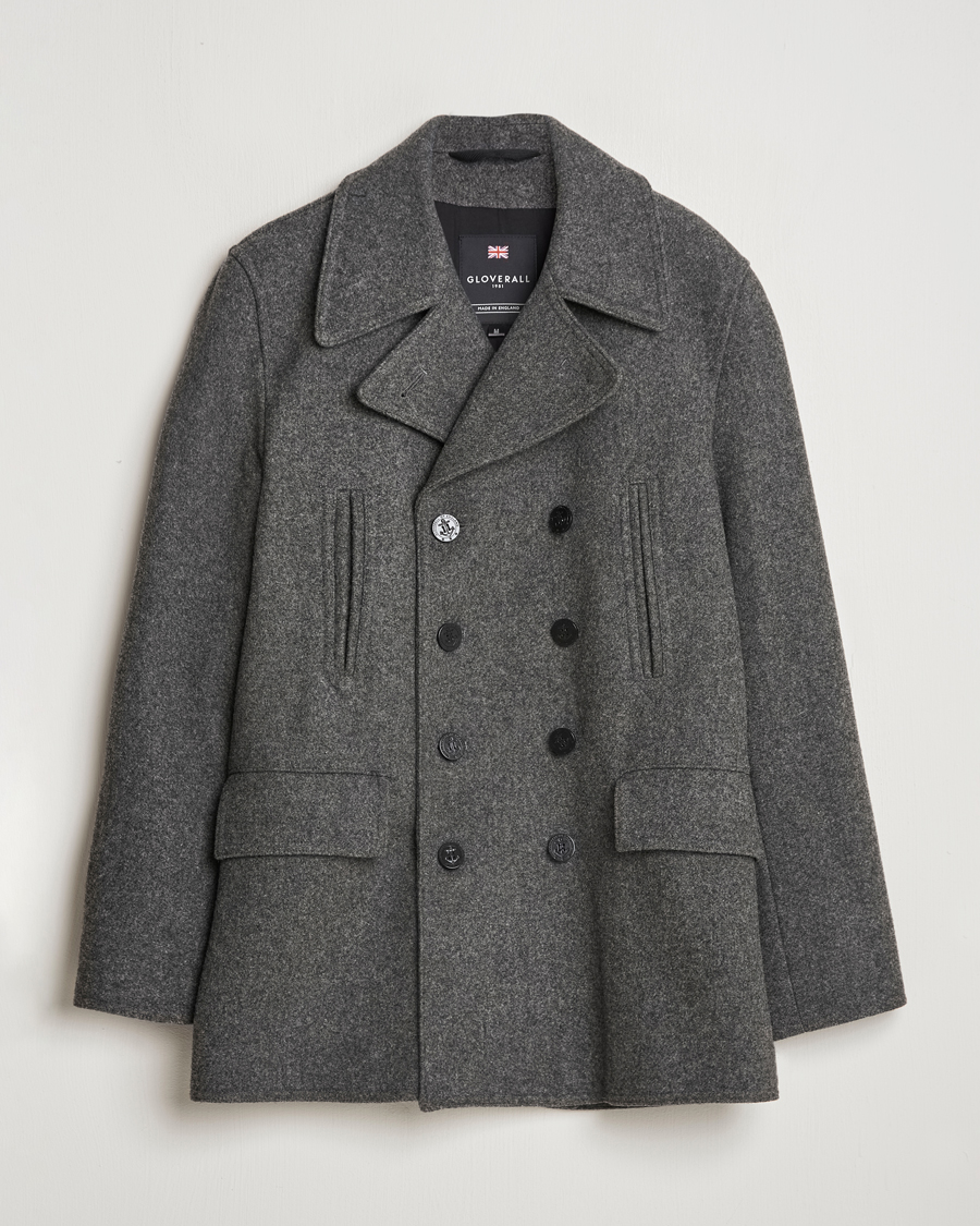 Herr | Jackor | Gloverall | Churchill Reefer Peacoat Grey
