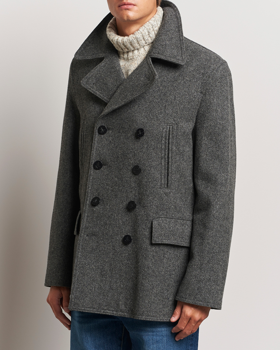 Herr | Jackor | Gloverall | Churchill Reefer Peacoat Grey
