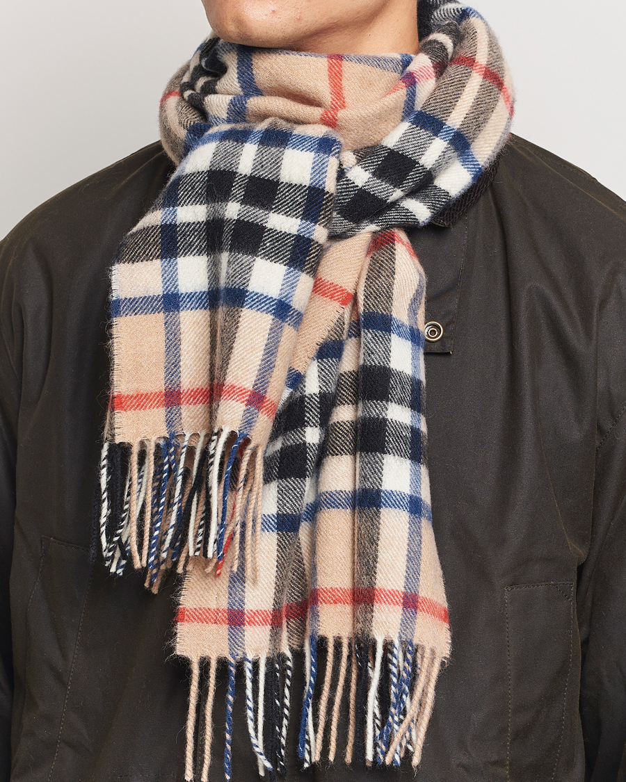 Herr | Gloverall Lambswool Scarf Camel Check | Gloverall | Lambswool Scarf Camel Check