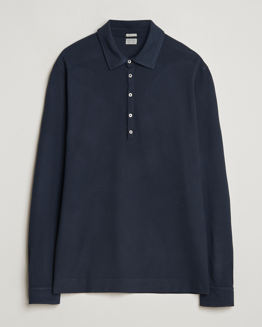 Herr | Tröjor | Massimo Alba | Ischia Cotton/Cashmere Long Sleeve Polo Navy