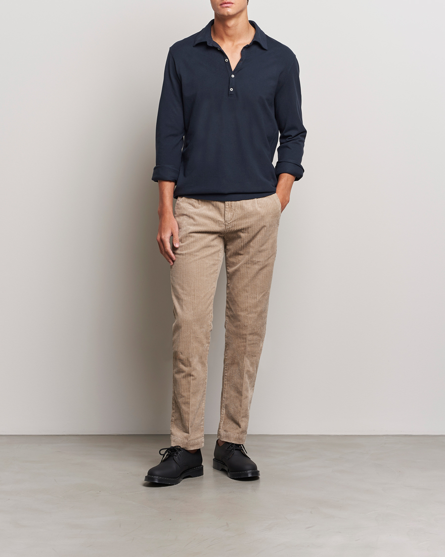 Herr | Tröjor | Massimo Alba | Ischia Cotton/Cashmere Long Sleeve Polo Navy
