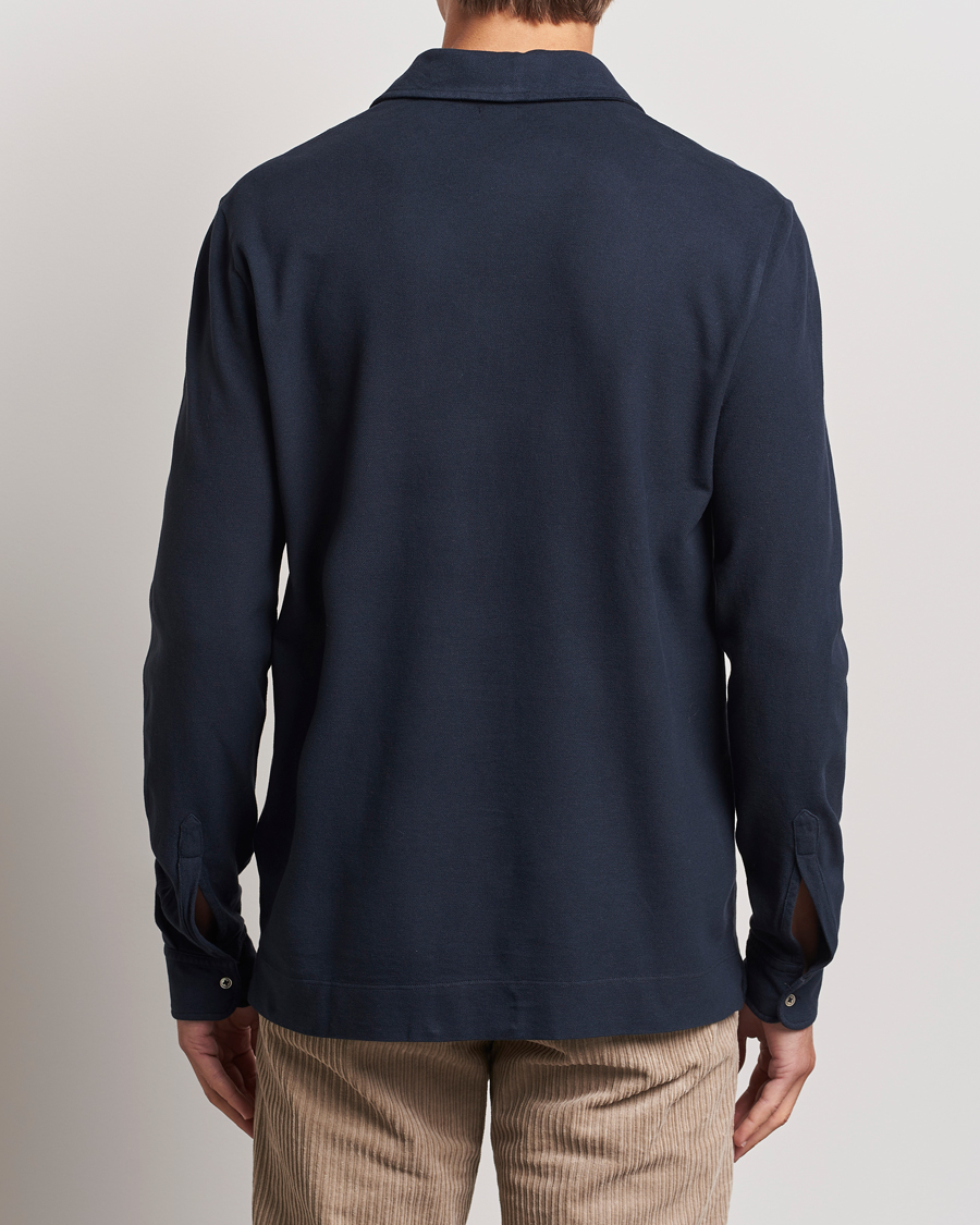Herr | Tröjor | Massimo Alba | Ischia Cotton/Cashmere Long Sleeve Polo Navy