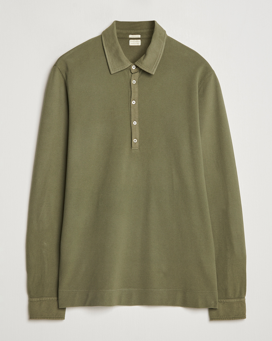 Herr | Tröjor | Massimo Alba | Ischia Cotton/Cashmere Long Sleeve Polo Military