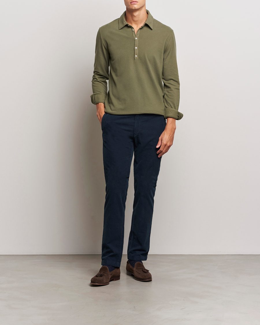Herr | Tröjor | Massimo Alba | Ischia Cotton/Cashmere Long Sleeve Polo Military