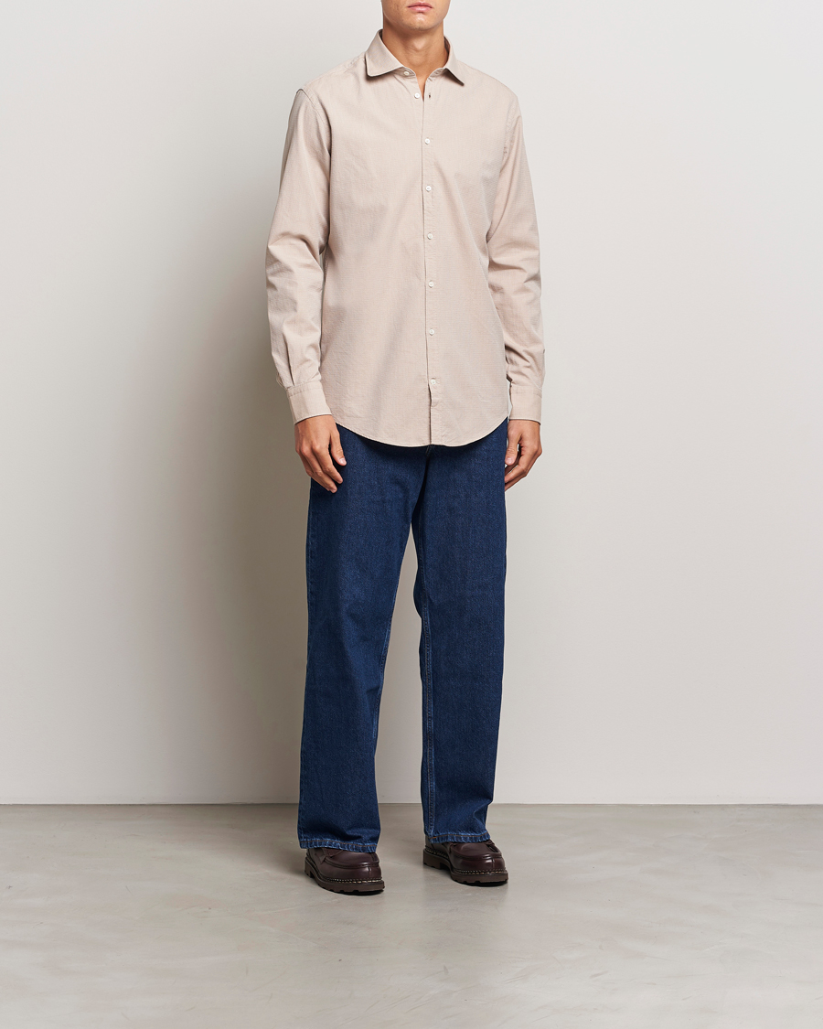 Herr | Skjortor | Massimo Alba | Canary Cotton Voile Casual Shirt Beige