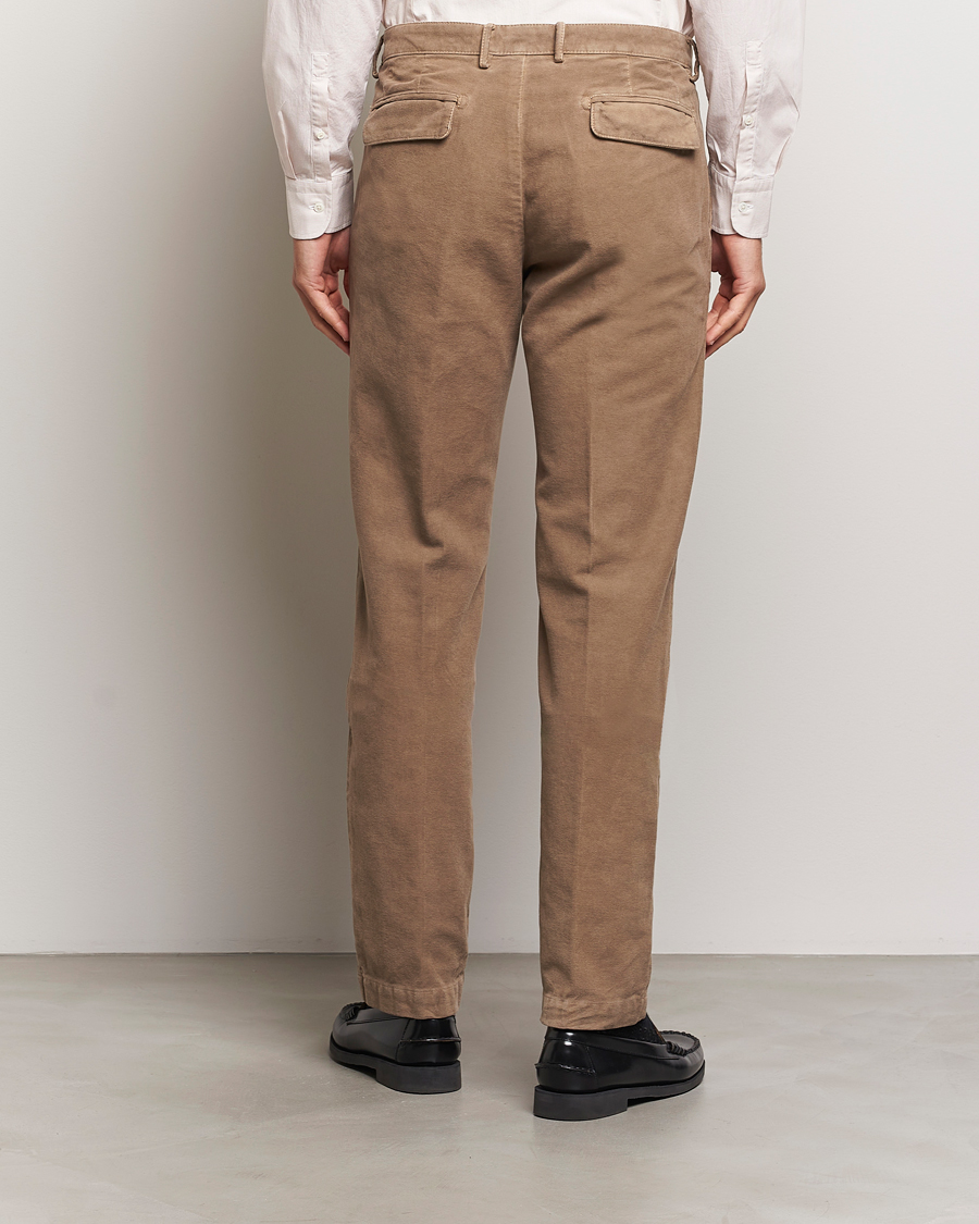 Herr | Byxor | Massimo Alba | Ionio Pleated Moleskine Trousers Brown