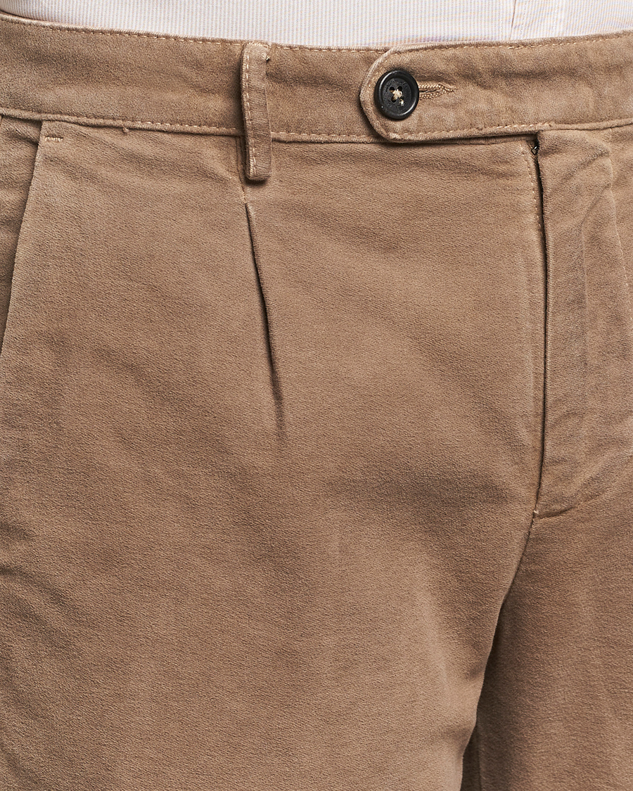 Herr | Byxor | Massimo Alba | Ionio Pleated Moleskine Trousers Brown