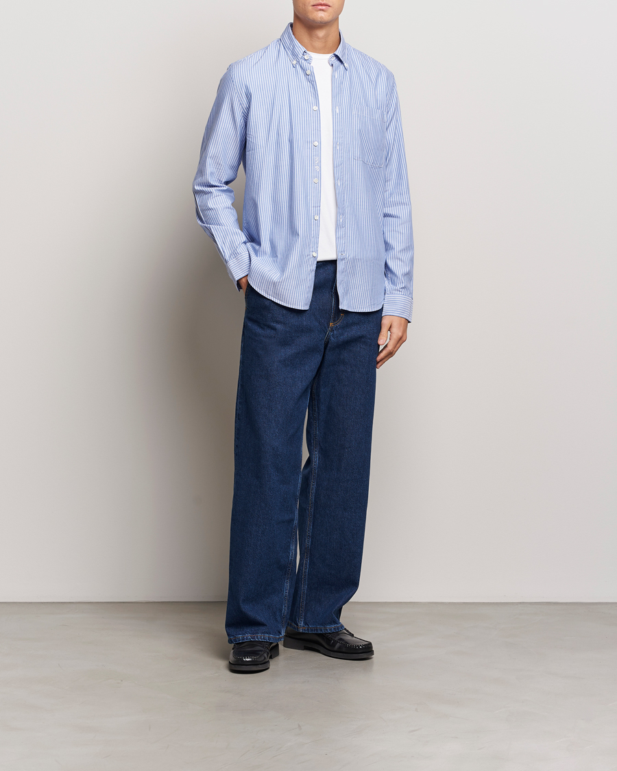 Herr | Skjortor | NN07 | Arne Tencel Striped Shirt Blue/White
