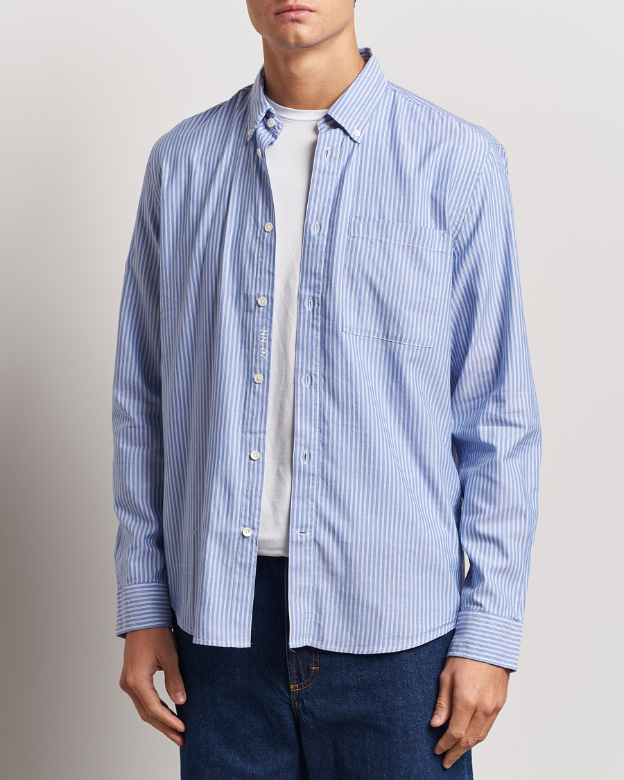 Herr | Skjortor | NN07 | Arne Tencel Striped Shirt Blue/White