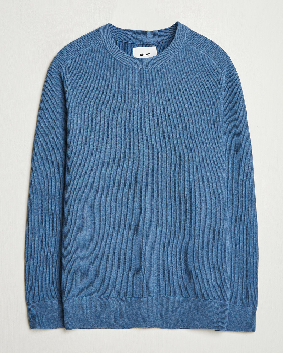 Herr | Tröjor | NN07 | Kevin Cotton Knitted Sweater Bering Blue
