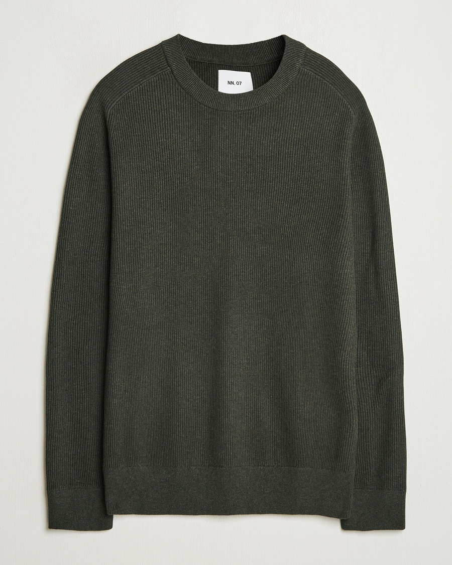 Herr | Tröjor | NN07 | Kevin Cotton Knitted Sweater Dark Army