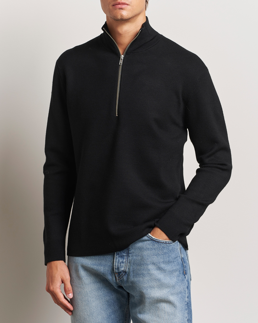 Herr | Tröjor | NN07 | Harald Cotton/Modal Half Zip Black