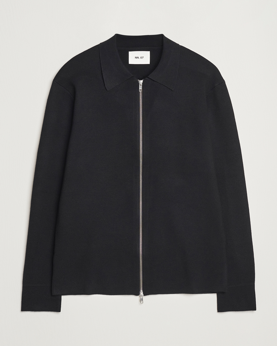 Herr | Tröjor | NN07 | Harald Cotton/Modal Full Zip Black