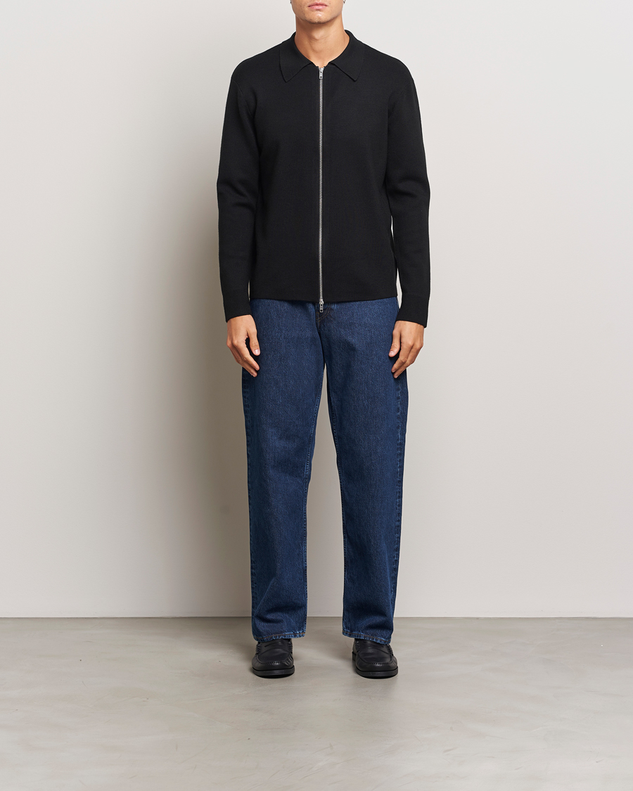 Herr | Tröjor | NN07 | Harald Cotton/Modal Full Zip Black